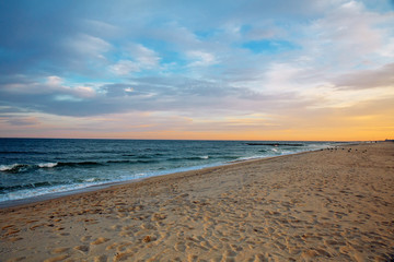 sand and beach with sunset