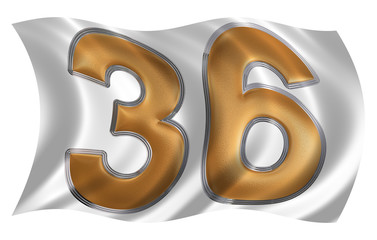 In the wind fluttering the flag with numeral 36, thirty six, iso