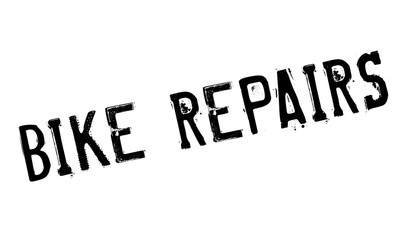 Bike Repairs rubber stamp. Grunge design with dust scratches. Effects can be easily removed for a clean, crisp look. Color is easily changed.