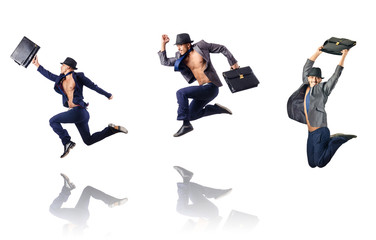 Obraz premium Jumping businessman isolated on white