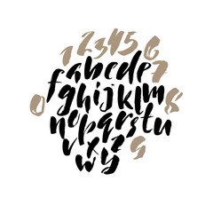 Hand drawn font made by dry brush strokes. Grunge style alphabet