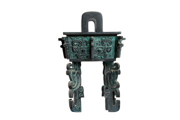 isolated bronze vessel on white background