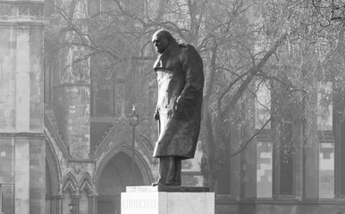 Statue of Winston Churchill in Parliament Square London - 135991626