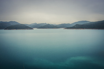 Fototapeta premium Reservoir in Hong Kong during a rain storm