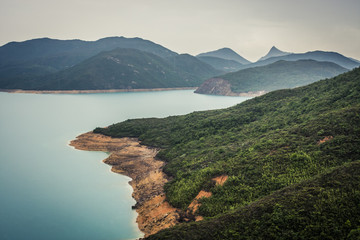 Obraz premium Reservoir in Hong Kong during a rain storm