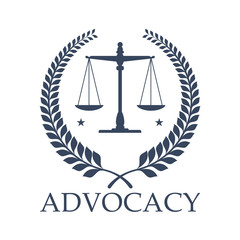 Advocacy legal center vector icon justice scales