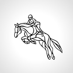Horse race. Equestrian sport. Silhouette of racing with jockey