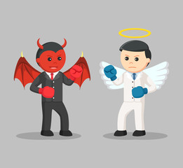 devil and angel businessman boxing