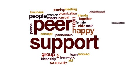 Peer support animated word cloud, text design animation.