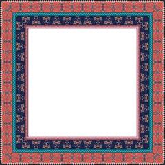 Ornamental frame - 4. Ethnic motives. Lovely tablecloth. Bandana print. Scarf. Packaging. Carpet. Wedding invitation. Space for text.