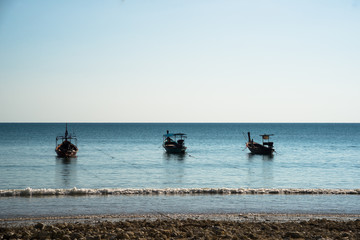 Obraz premium Traditional Thai boats near the beach. Thailand