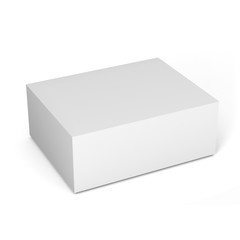 Close up of a white box template on white background.3D Illustration