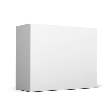 Close up of a white box template on white background.3D Illustration