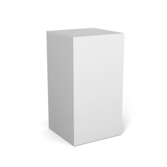 Close up of a white box template on white background.3D Illustration