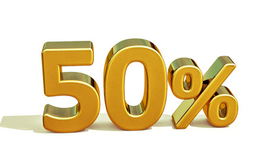 3d Gold 50 Fifty Percent Sign