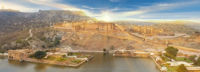 Wall murals Establishment work Amer Fort  is located in Amer, Rajasthan, India.