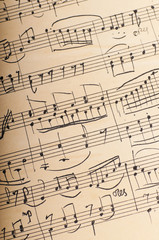 Vintage notes. Manuscript. Vertical photo