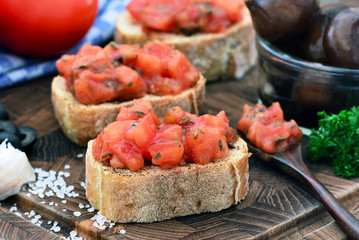 Bruschetta al pomodoro, Nahaufnahme