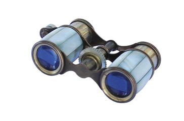Old theater binoculars isolated on white background