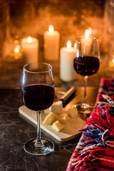 wine and a fire