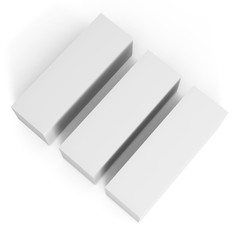 Close up of a white box set template on white background.3D Illustration