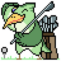 Obraz premium pixel art bird golf