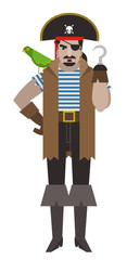 pirate with parrot and hook