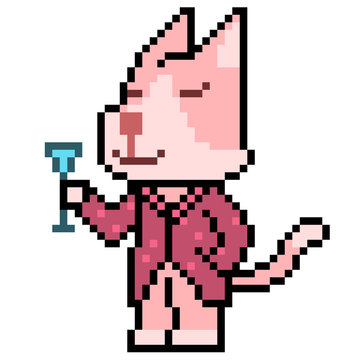 pixel art rich cat