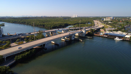 Aerial photo of a draw bridge at 163rd Street North Miami Beach FL
