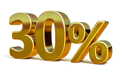 3d Gold 30 Thirty Percent Discount Sign
