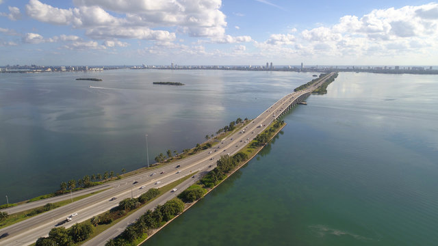 Aerial image of the Julia Tuttle Causeway Miami Beach FL