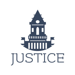 Justice vector icon with castle or court building