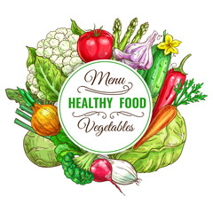 Vegetable, healthy food menu poster design