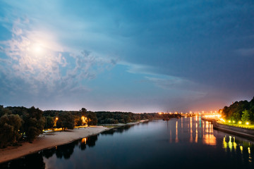 Fototapeta premium Night River coolant in the summer