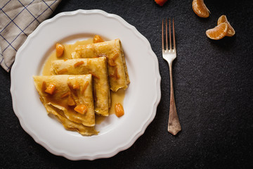 Pancakes with tangerine