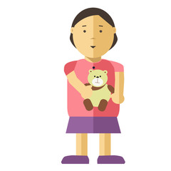 Girl child or kid vector flat illustration