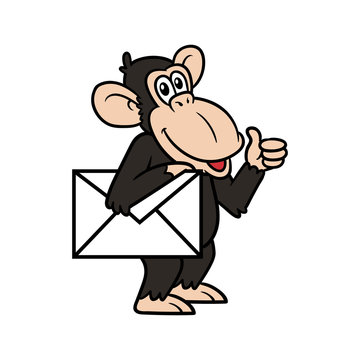 Cartoon Chimpanzee With Envelope Vector Illustration