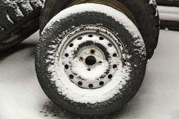 Tire Covered in Snow