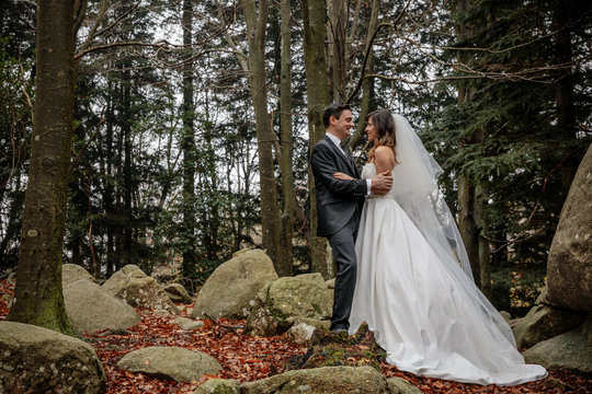 Just married pair on stones