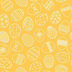 Easter eggs hand drawn thin line vector seamless pattern