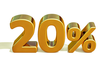 3d Gold 20 Twenty Percent Discount Sign
