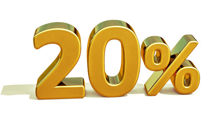 3d Gold 20 Twenty Percent Discount Sign