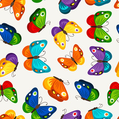 Children butterfly seamless pattern. Vector fashion butterflies wallpaper for child