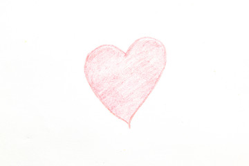 Drawing heart shape isolated on white background.