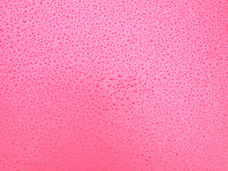 Rain water drop on pink leather background