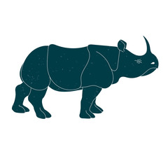 Silhouette of a rhinoceros. Vintage style. Vector isolated image.
