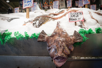 Seafood on sale at Pike Market in Seattle