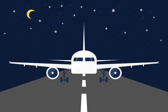 Front View of An Aircraft, Night