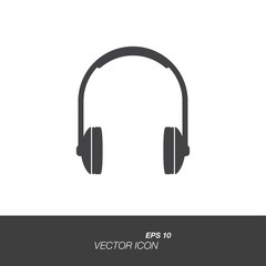 Headphones icon in flat style isolated on white background.