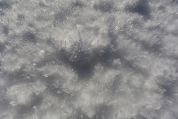 Ice crystals of snow surface in winter
